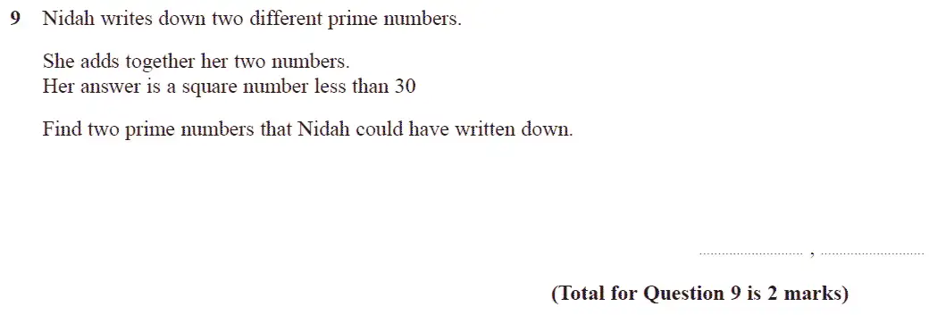 Question 9 - GCSE Edexcel Foundation Maths Past Paper 3 (Calculator) - November 2017