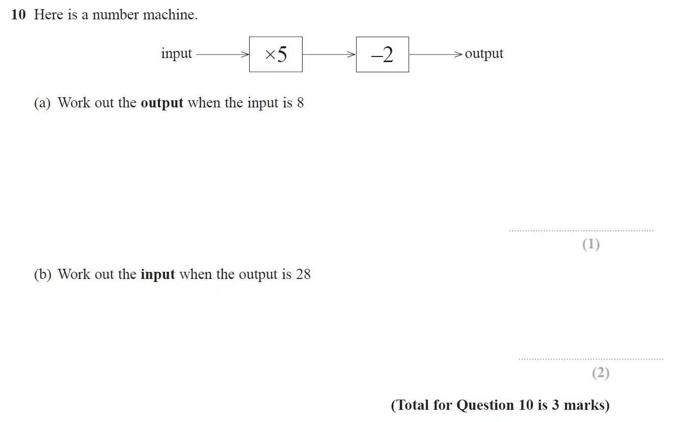 Question 10 - GCSE Edexcel Foundation Maths Past Paper 2 (Calculator) - November 2018