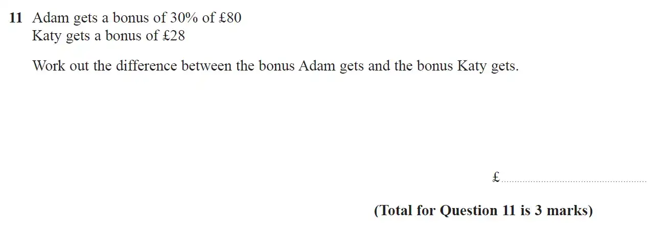 Question 11 - GCSE Edexcel Foundation Maths Past Paper 2 (Calculator) - November 2018