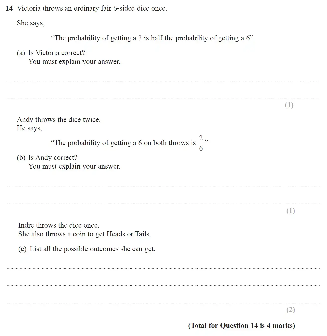 Question 14 - GCSE Edexcel Foundation Maths Past Paper 2 (Calculator) - November 2018