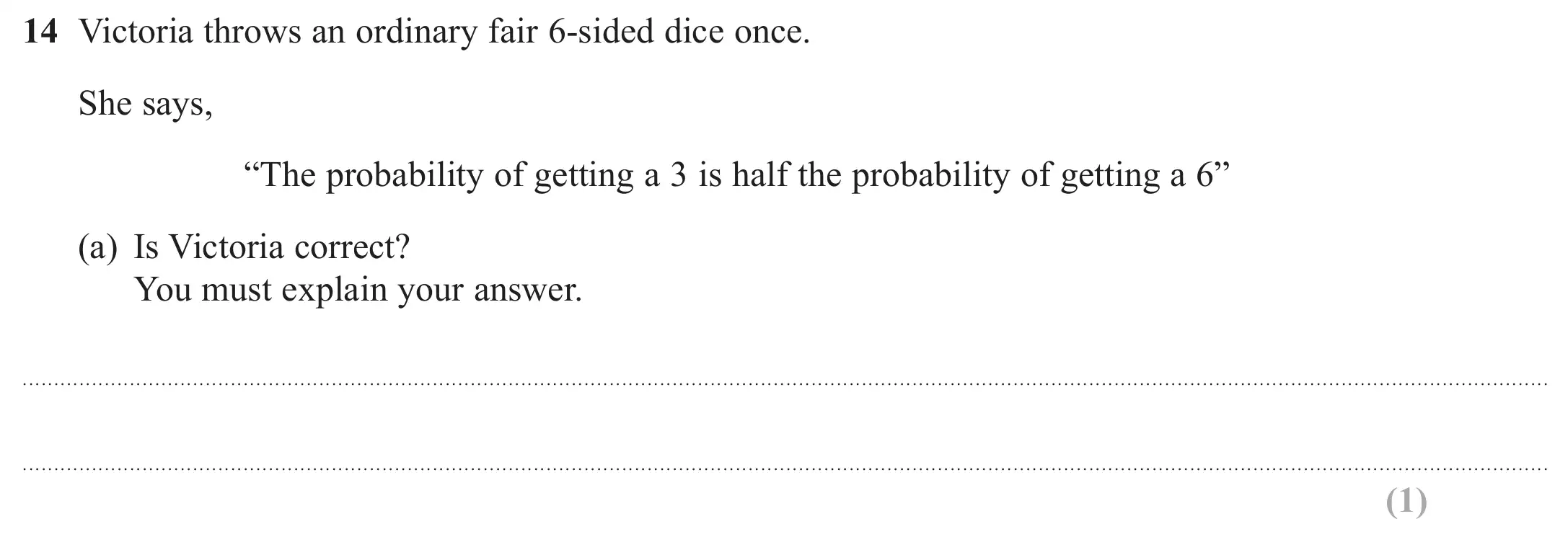 Question 14(a) - GCSE Edexcel Foundation Maths Past Paper 2 (Calculator) - November 2018