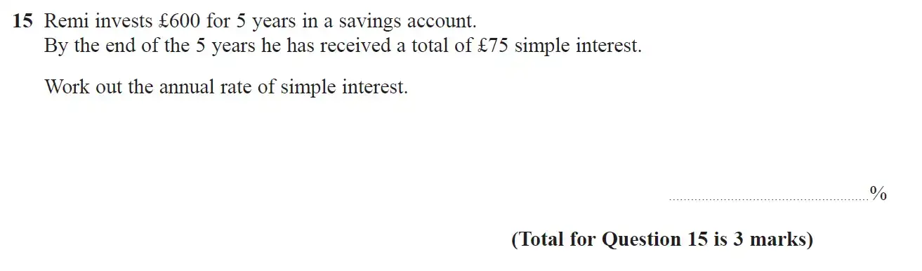 Question 15 - GCSE Edexcel Foundation Maths Past Paper 2 (Calculator) - November 2018