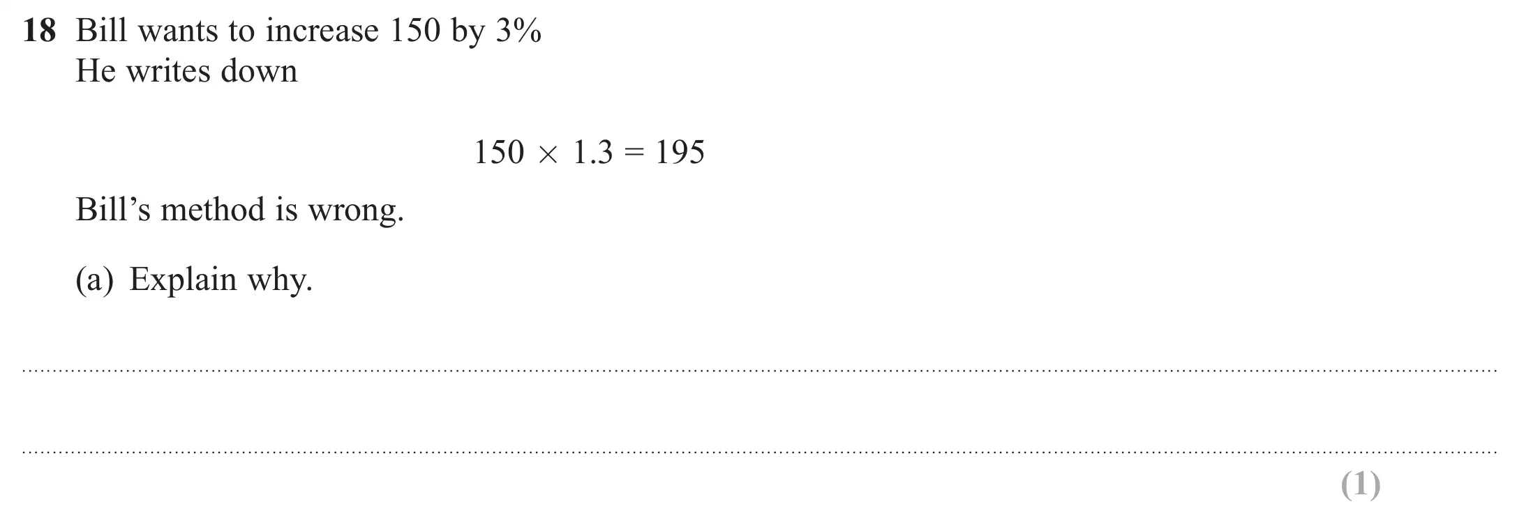 Question 18(a) - GCSE Edexcel Foundation Maths Past Paper 2 (Calculator) - November 2018