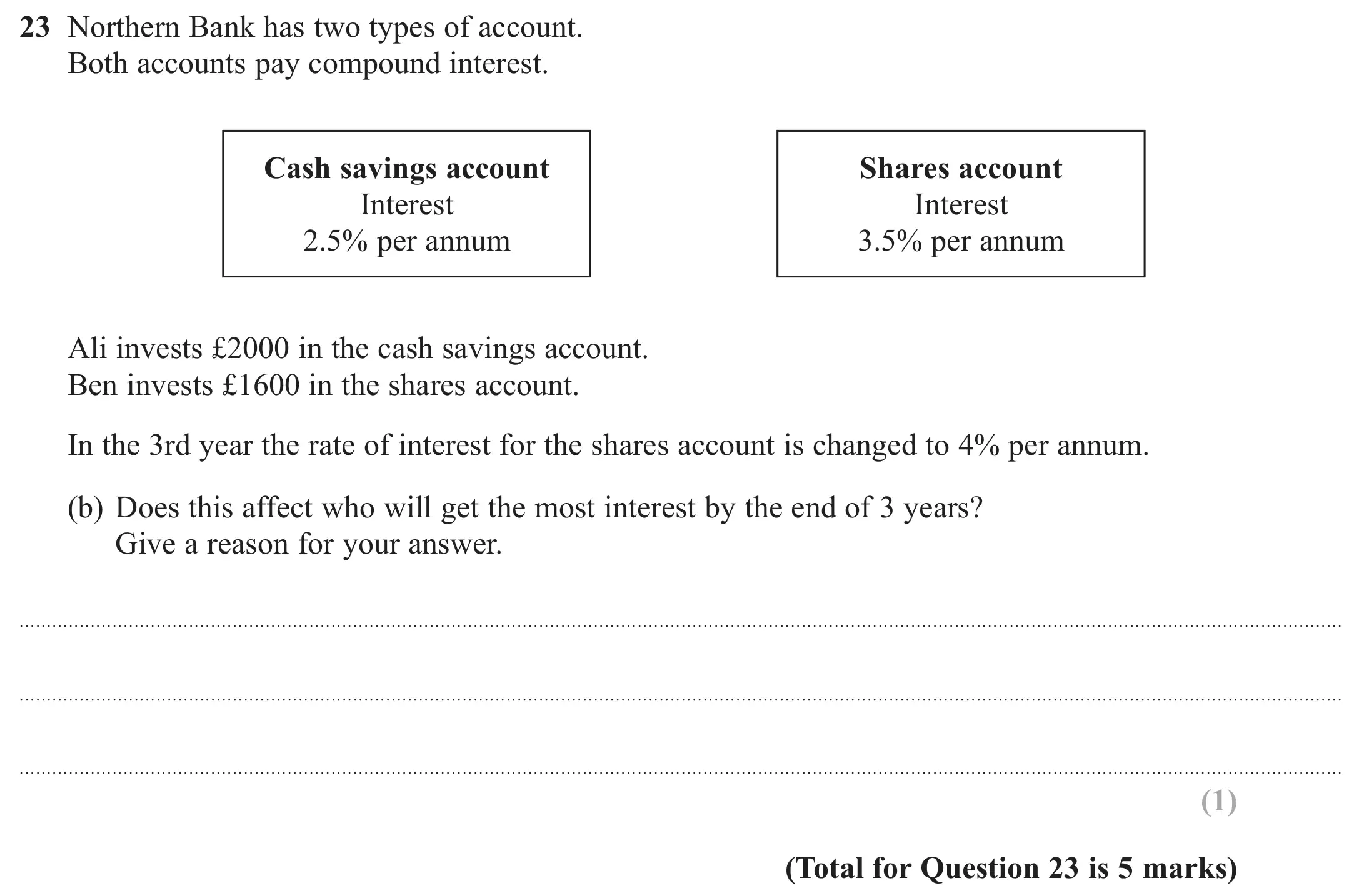 Question 23(b) - GCSE Edexcel Foundation Maths Past Paper 2 (Calculator) - November 2018