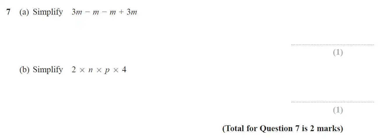 Question 7 - GCSE Edexcel Foundation Maths Past Paper 2 (Calculator) - November 2018
