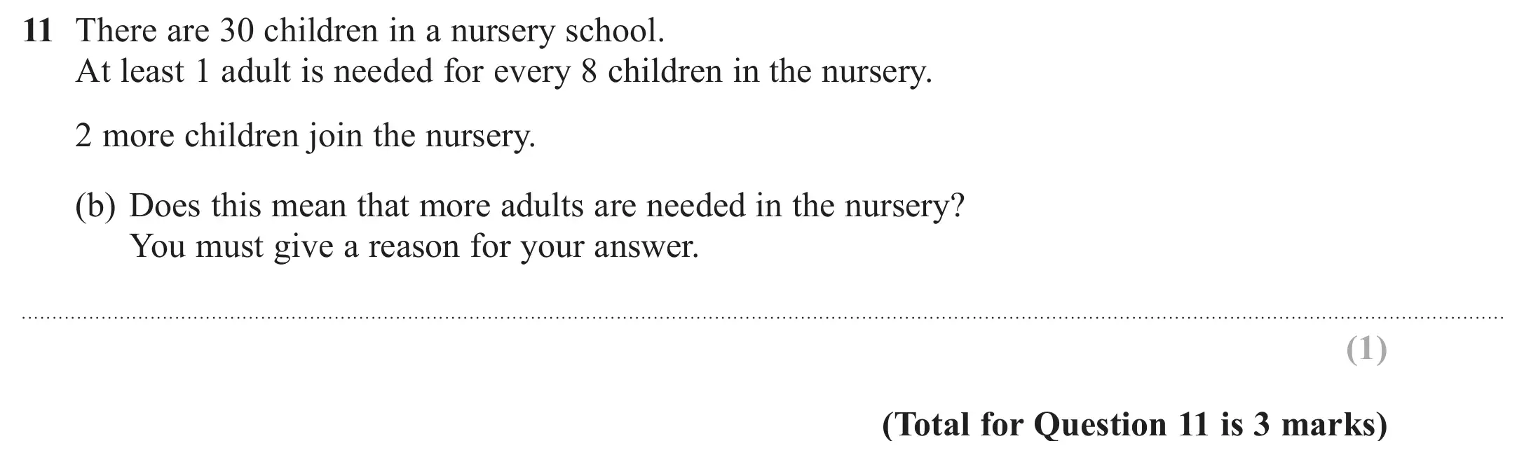 Question 11(b) - GCSE Edexcel Foundation Maths Past Paper 1 (Non-Calculator) - November 2017
