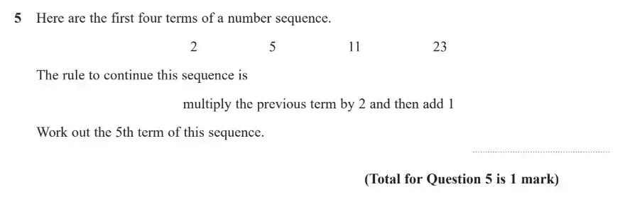 Question 5 - GCSE Edexcel Foundation Maths Past Paper 1 (Non-Calculator) - November 2017