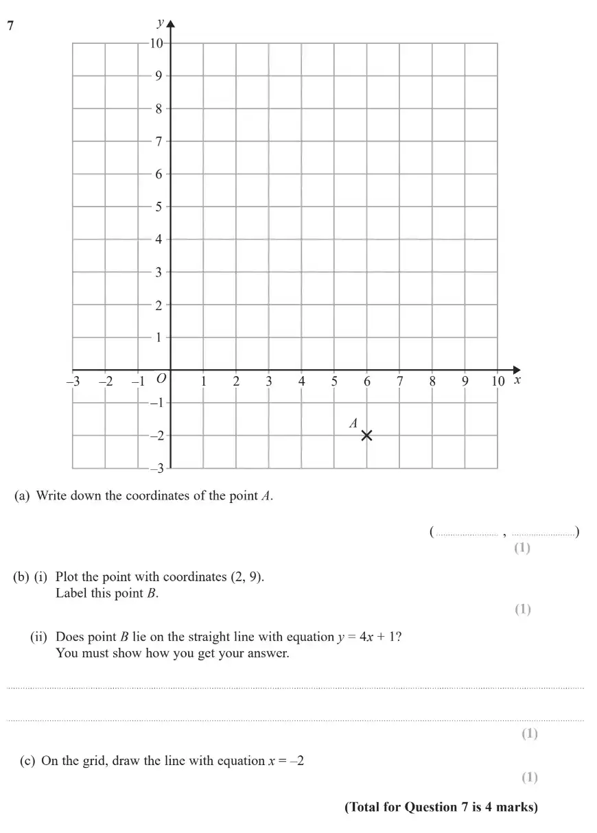 Question 7 - GCSE Edexcel Foundation Maths Past Paper 1 (Non-Calculator) - November 2017