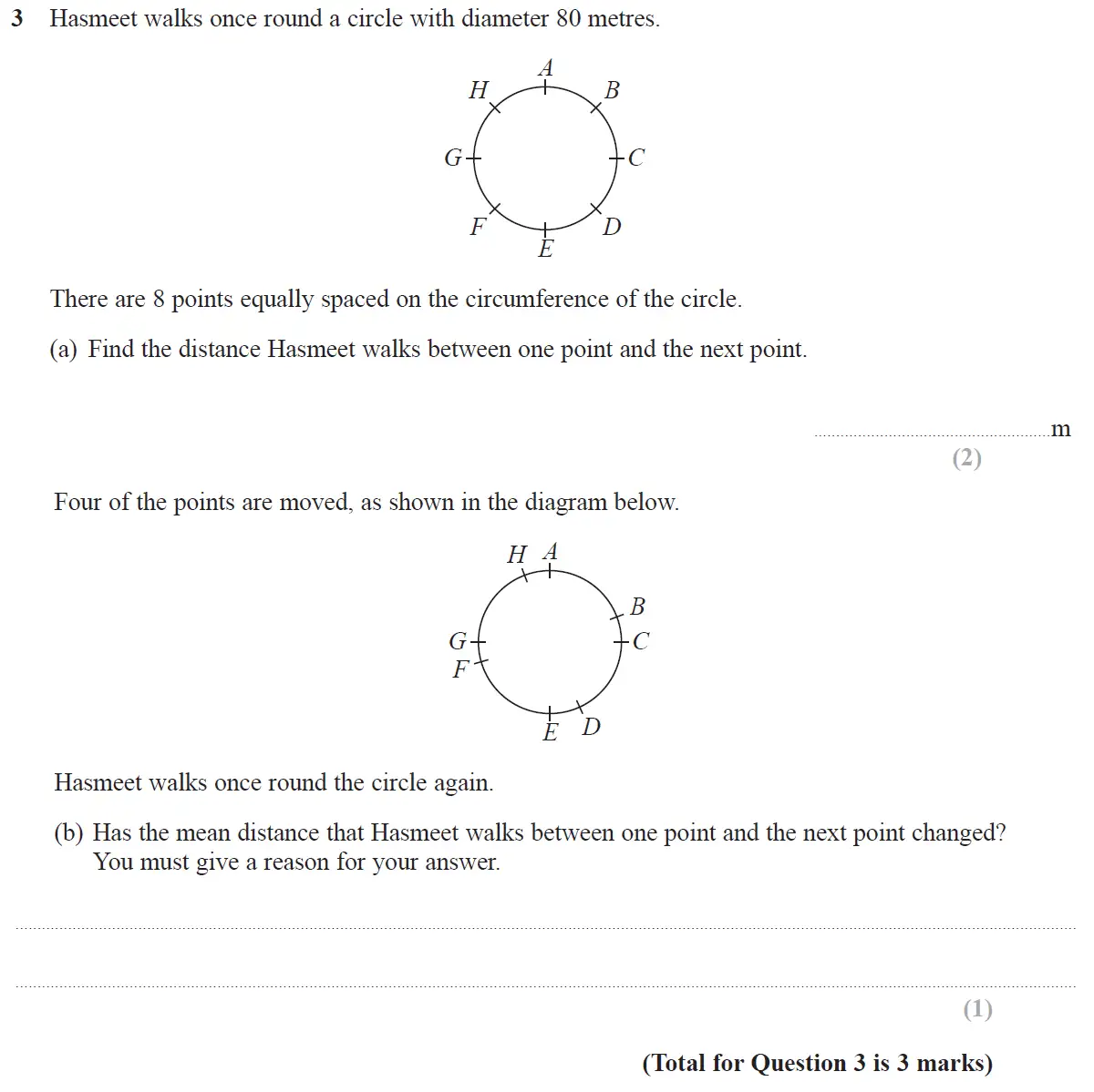 Question 3 - GCSE Edexcel Higher Maths Past Paper 2 (Calculator) - November 2017