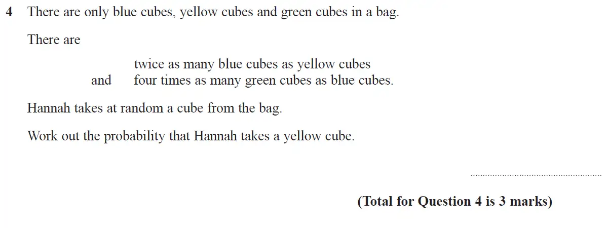 Question 4 - GCSE Edexcel Higher Maths Past Paper 2 (Calculator) - November 2017