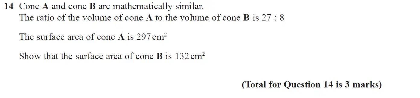 Question 14 - GCSE Edexcel Higher Maths Past Paper 3 (Calculator) - November 2017