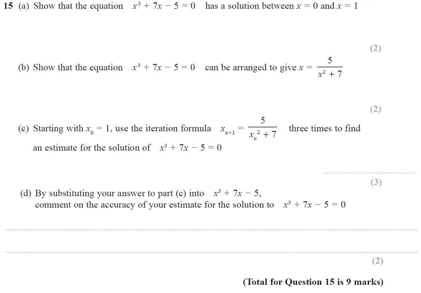 Question 15 - GCSE Edexcel Higher Maths Past Paper 3 (Calculator) - November 2017