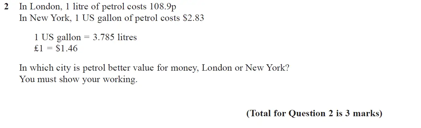 Question 2 - GCSE Edexcel Higher Maths Past Paper 3 (Calculator) - November 2017