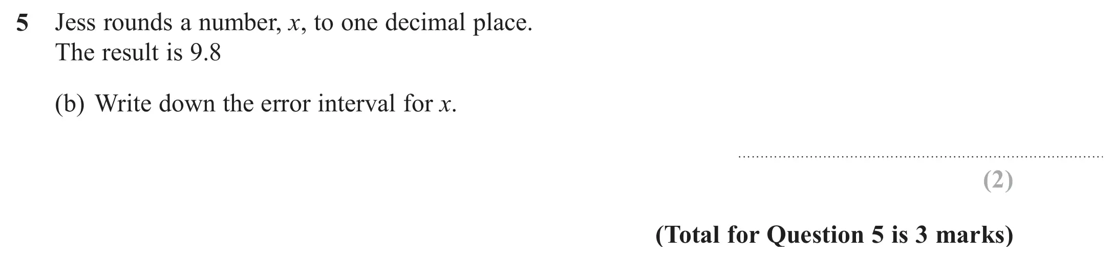 Question 5(b) - GCSE Edexcel Higher Maths Past Paper 3 (Calculator) - November 2017