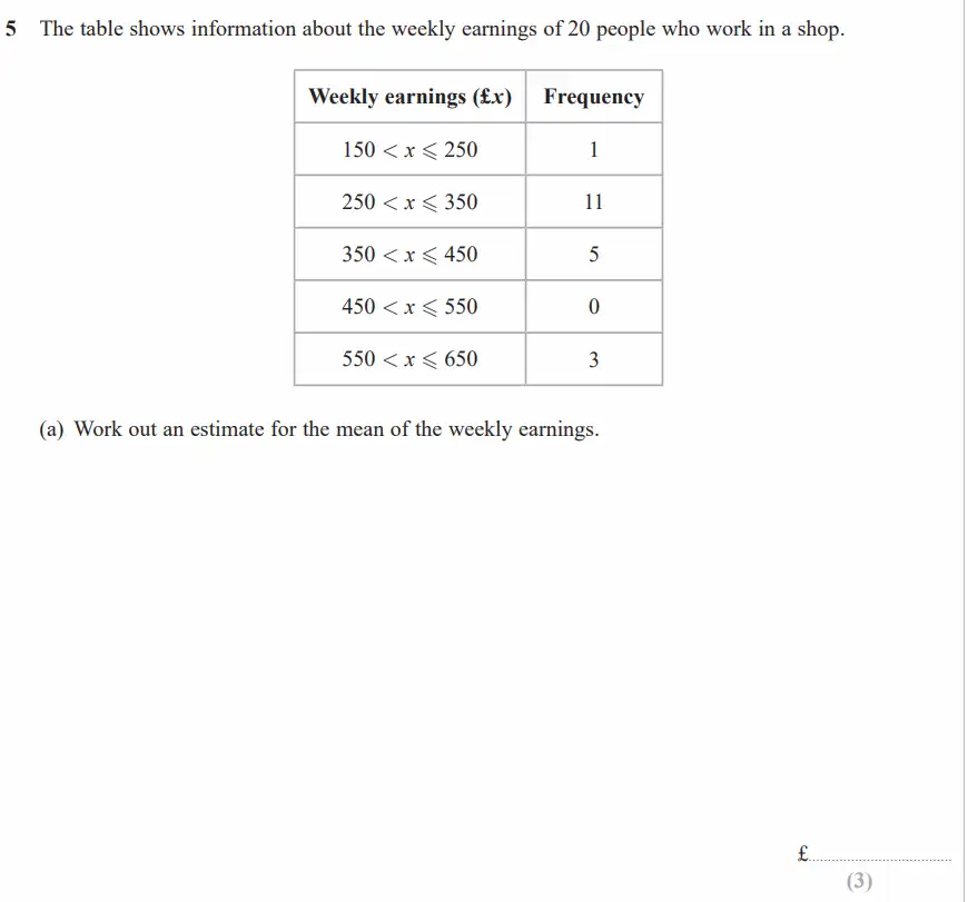 Question 5(a) - GCSE Edexcel Higher Maths Past Paper 1 (Non-Calculator) - November 2017