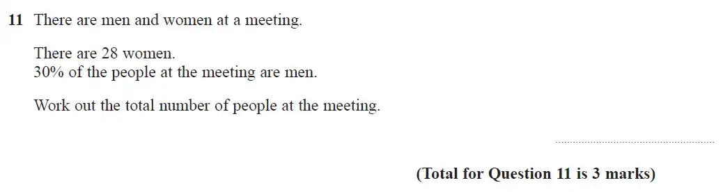 Question 11 - GCSE Edexcel Foundation Maths Past Paper 3 (Calculator) - November 2018