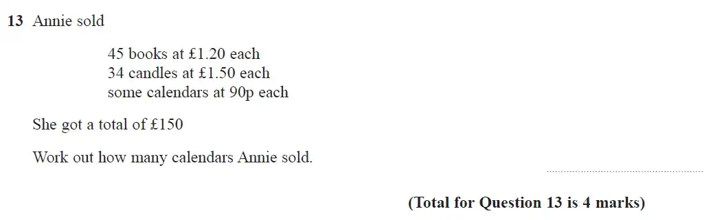 Question 13 - GCSE Edexcel Foundation Maths Past Paper 3 (Calculator) - November 2018