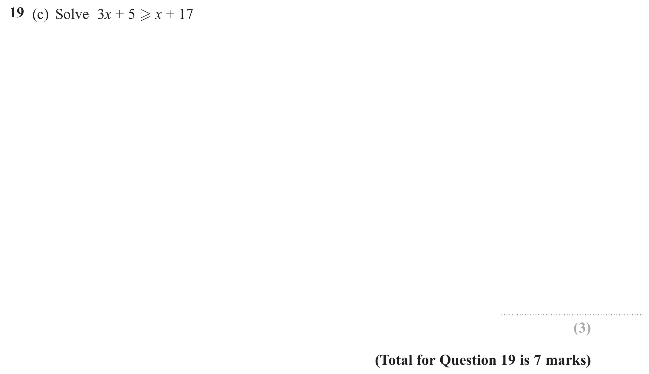 Question 19(c) - GCSE Edexcel Foundation Maths Past Paper 3 (Calculator) - November 2018