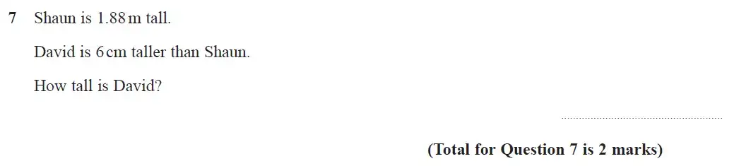 Question 7 - GCSE Edexcel Foundation Maths Past Paper 3 (Calculator) - November 2018