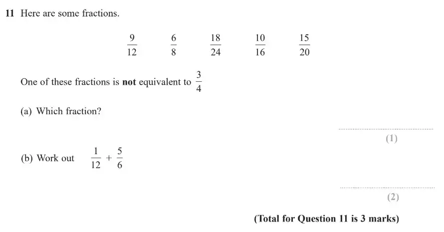Question 11 - GCSE Edexcel Foundation Maths Past Paper 1 (Non-Calculator) - November 2018