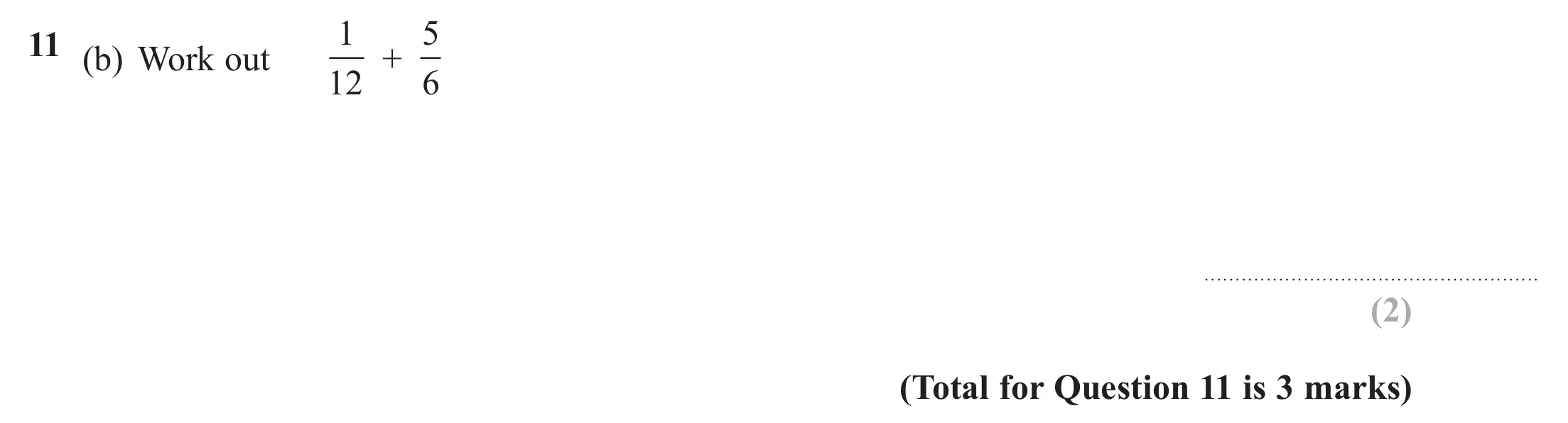 Question 11(b) - GCSE Edexcel Foundation Maths Past Paper 1 (Non-Calculator) - November 2018