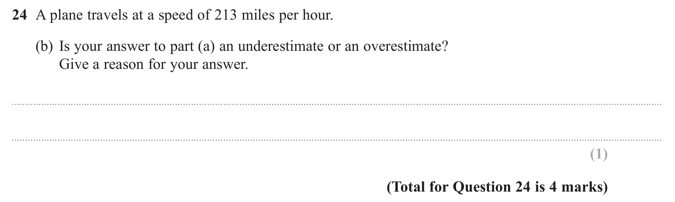 Question 24(b) - GCSE Edexcel Foundation Maths Past Paper 1 (Non-Calculator) - November 2018