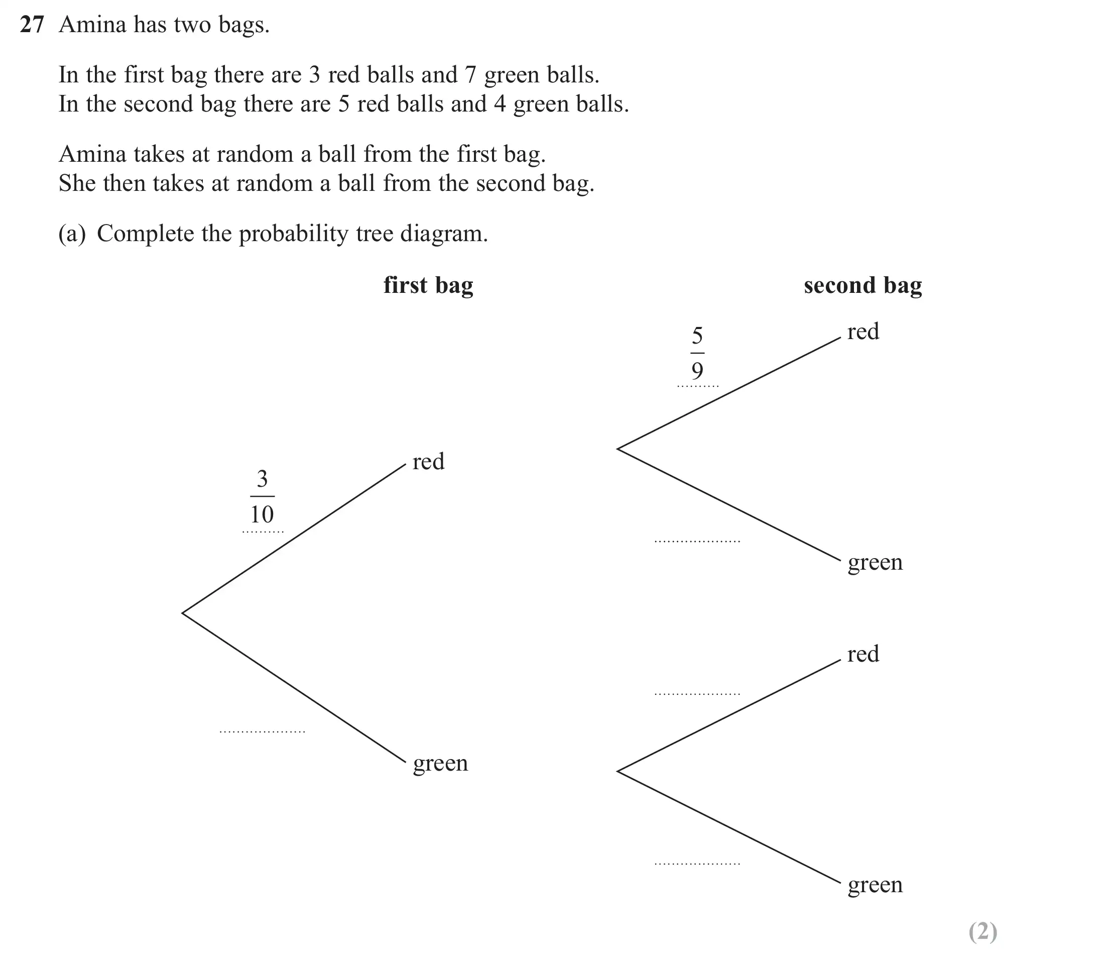 Question 27(a) - GCSE Edexcel Foundation Maths Past Paper 1 (Non-Calculator) - November 2018
