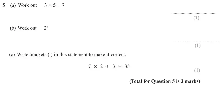 Question 5 - GCSE Edexcel Foundation Maths Past Paper 1 (Non-Calculator) - November 2018