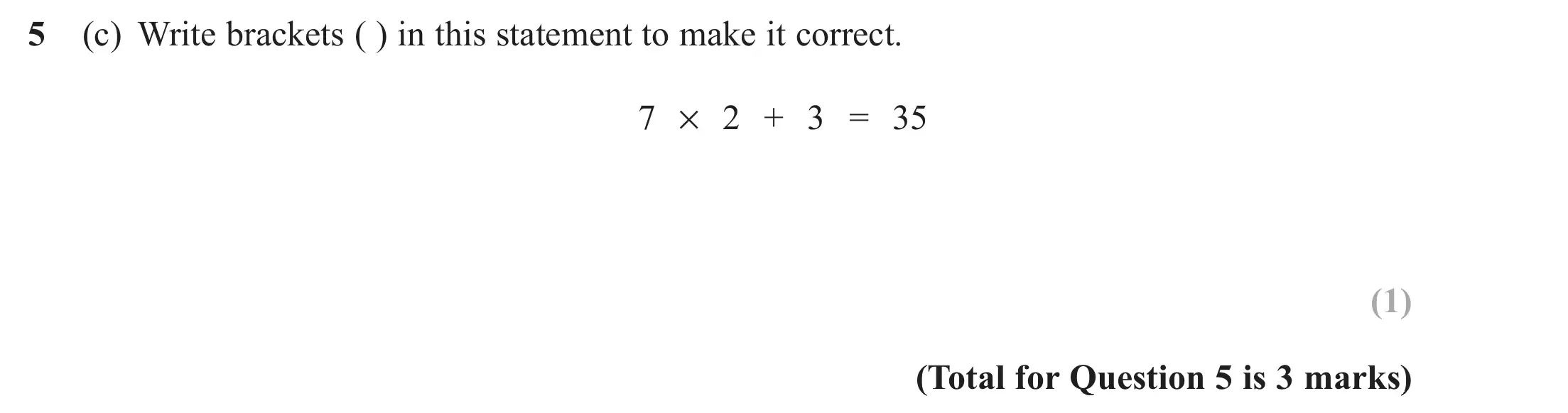 Question 5(c) - GCSE Edexcel Foundation Maths Past Paper 1 (Non-Calculator) - November 2018