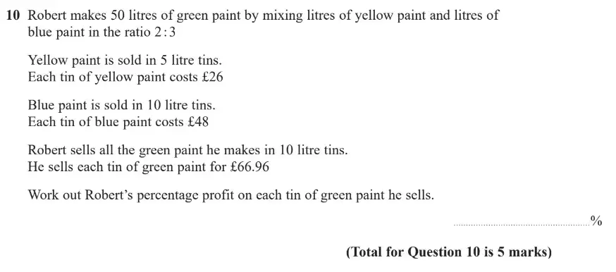 Question 10 - GCSE Edexcel Higher Maths Past Paper 2 (Calculator) - November 2018