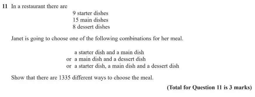 Question 11 - GCSE Edexcel Higher Maths Past Paper 2 (Calculator) - November 2018