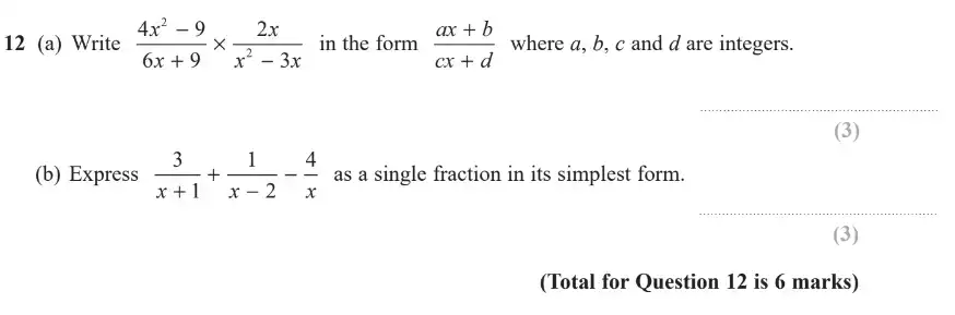 Question 12 - GCSE Edexcel Higher Maths Past Paper 2 (Calculator) - November 2018
