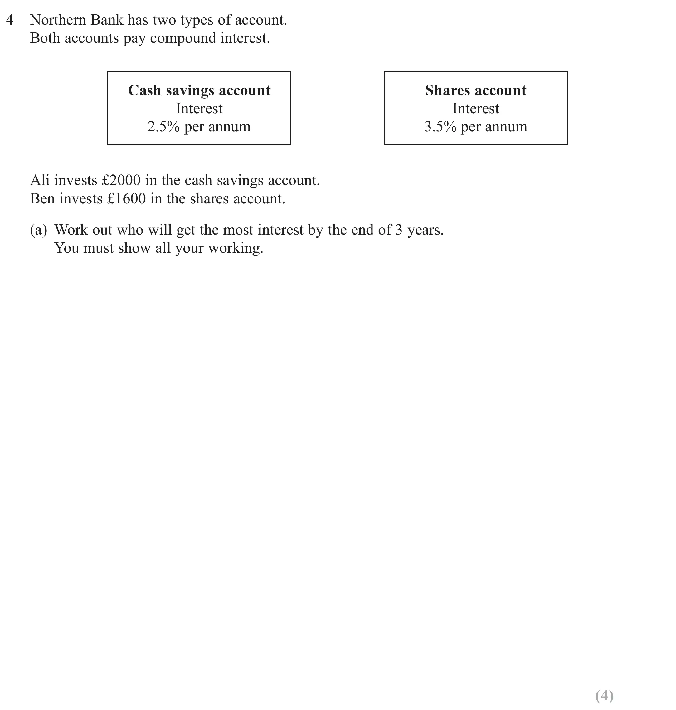 Question 4(a) - GCSE Edexcel Higher Maths Past Paper 2 (Calculator) - November 2018