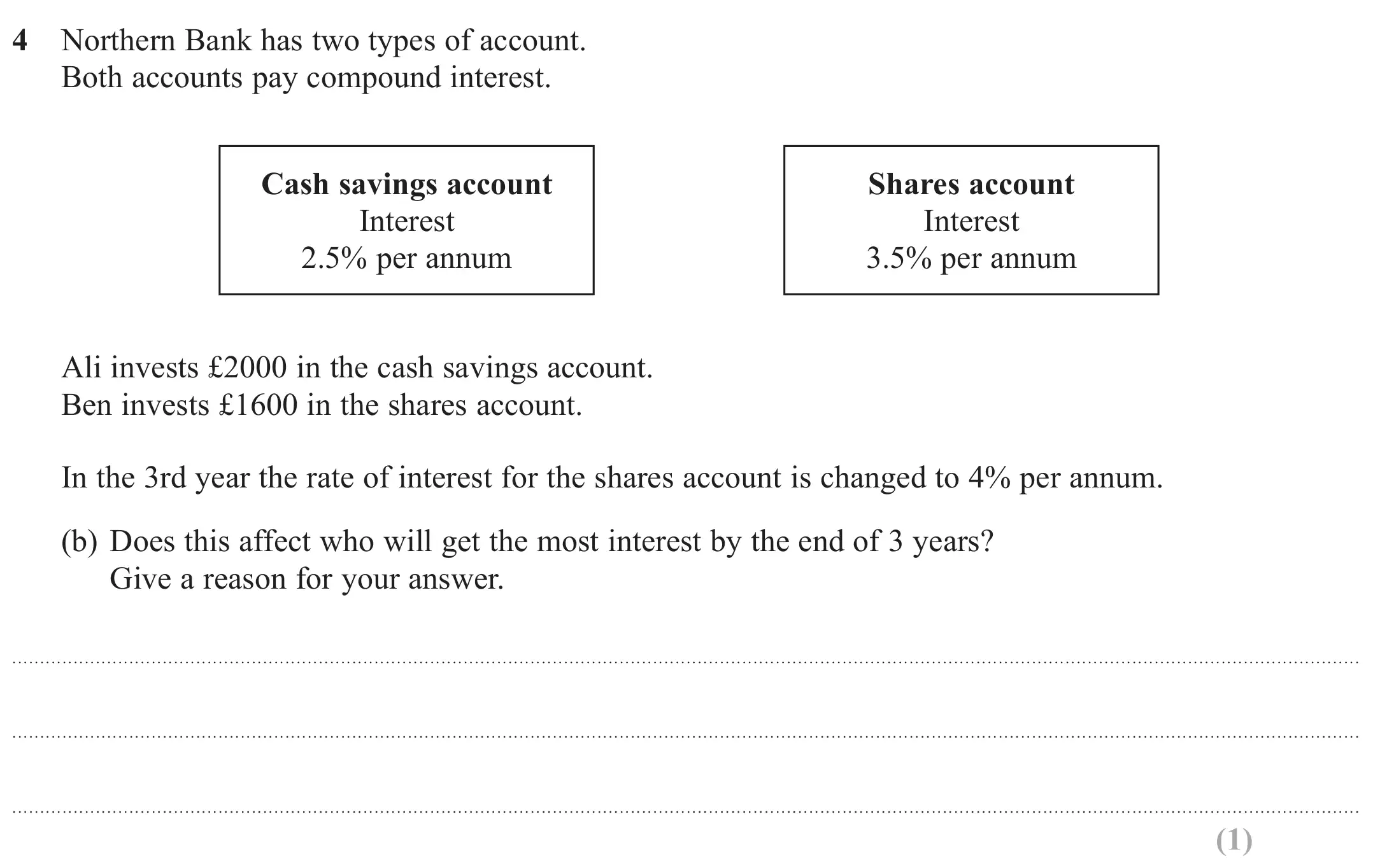 Question 4(b) - GCSE Edexcel Higher Maths Past Paper 2 (Calculator) - November 2018