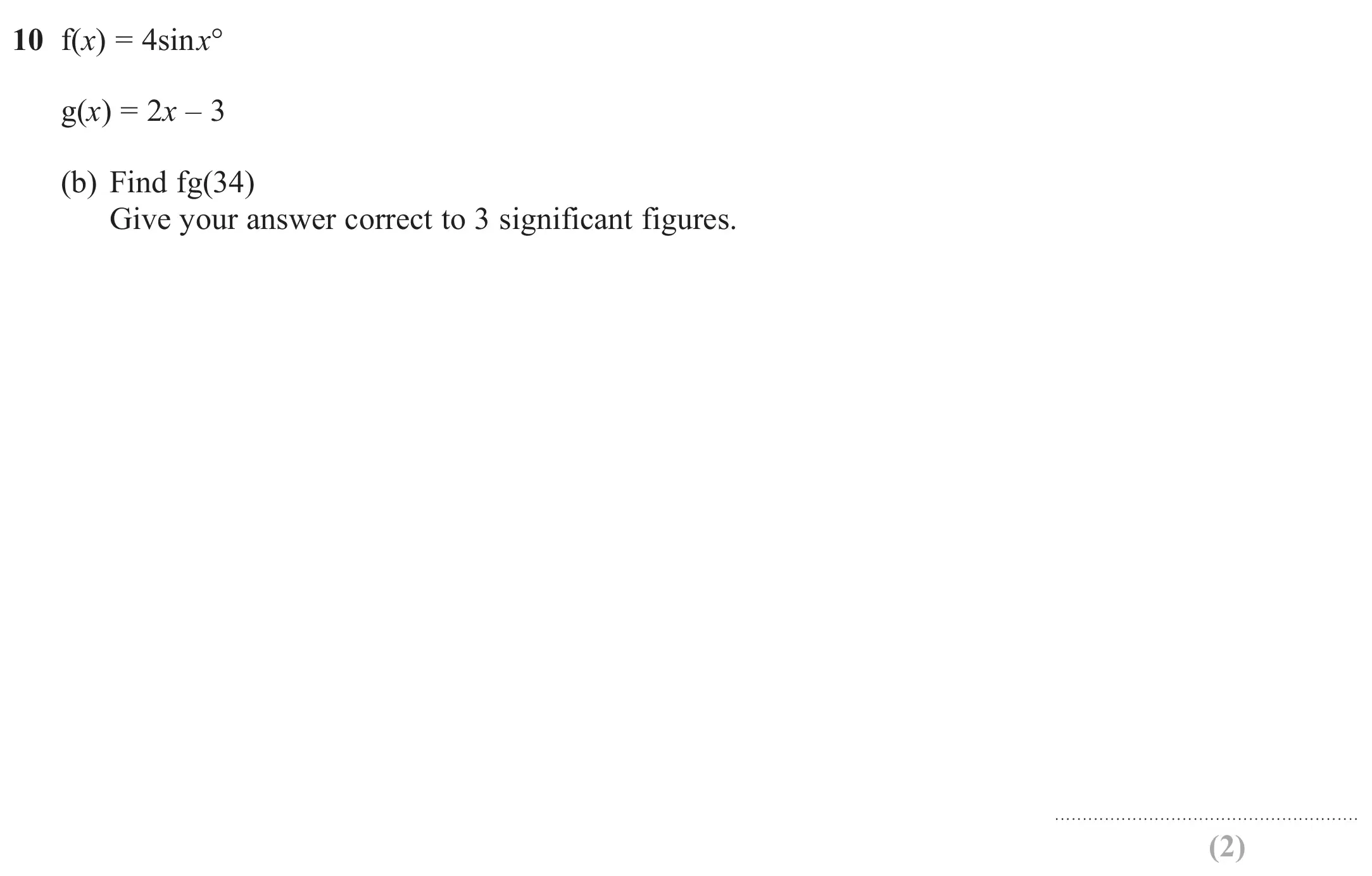 Question 10(b) - GCSE Edexcel Higher Maths Past Paper 3 (Calculator) - November 2018