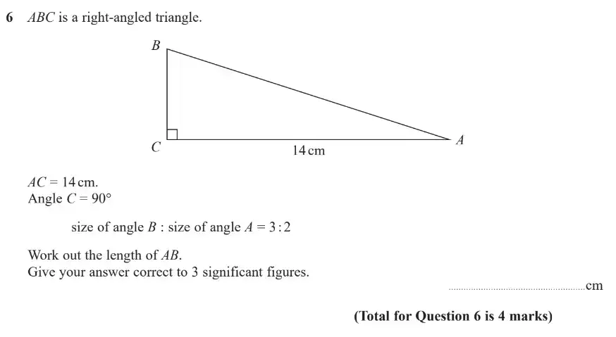Question 6 - GCSE Edexcel Higher Maths Past Paper 3 (Calculator) - November 2018