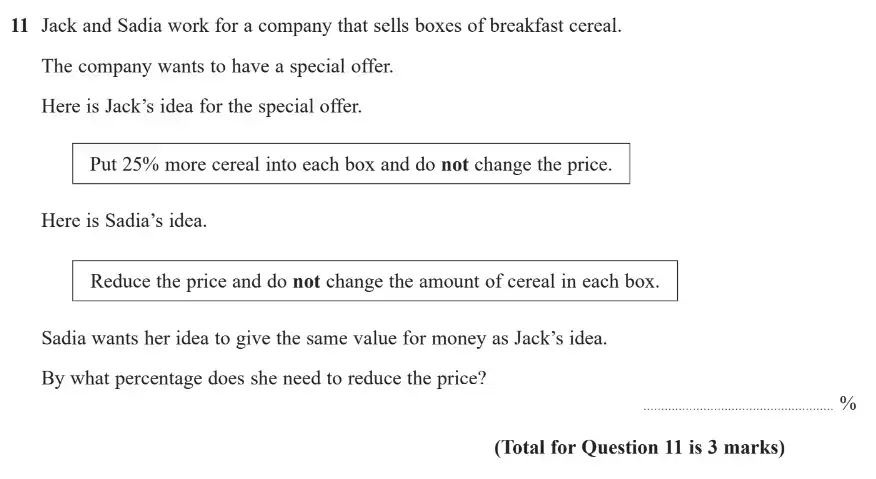 Question 11 - GCSE Edexcel Higher Maths Past Paper 1 (Non-Calculator) - November 2018