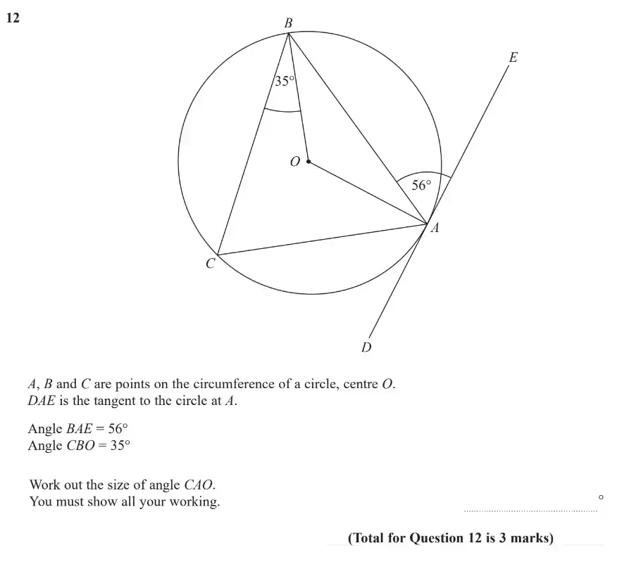Question 12 - GCSE Edexcel Higher Maths Past Paper 1 (Non-Calculator) - November 2018