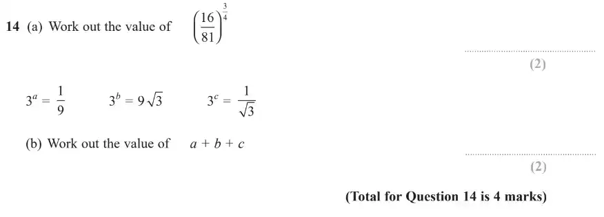 Question 14 - GCSE Edexcel Higher Maths Past Paper 1 (Non-Calculator) - November 2018