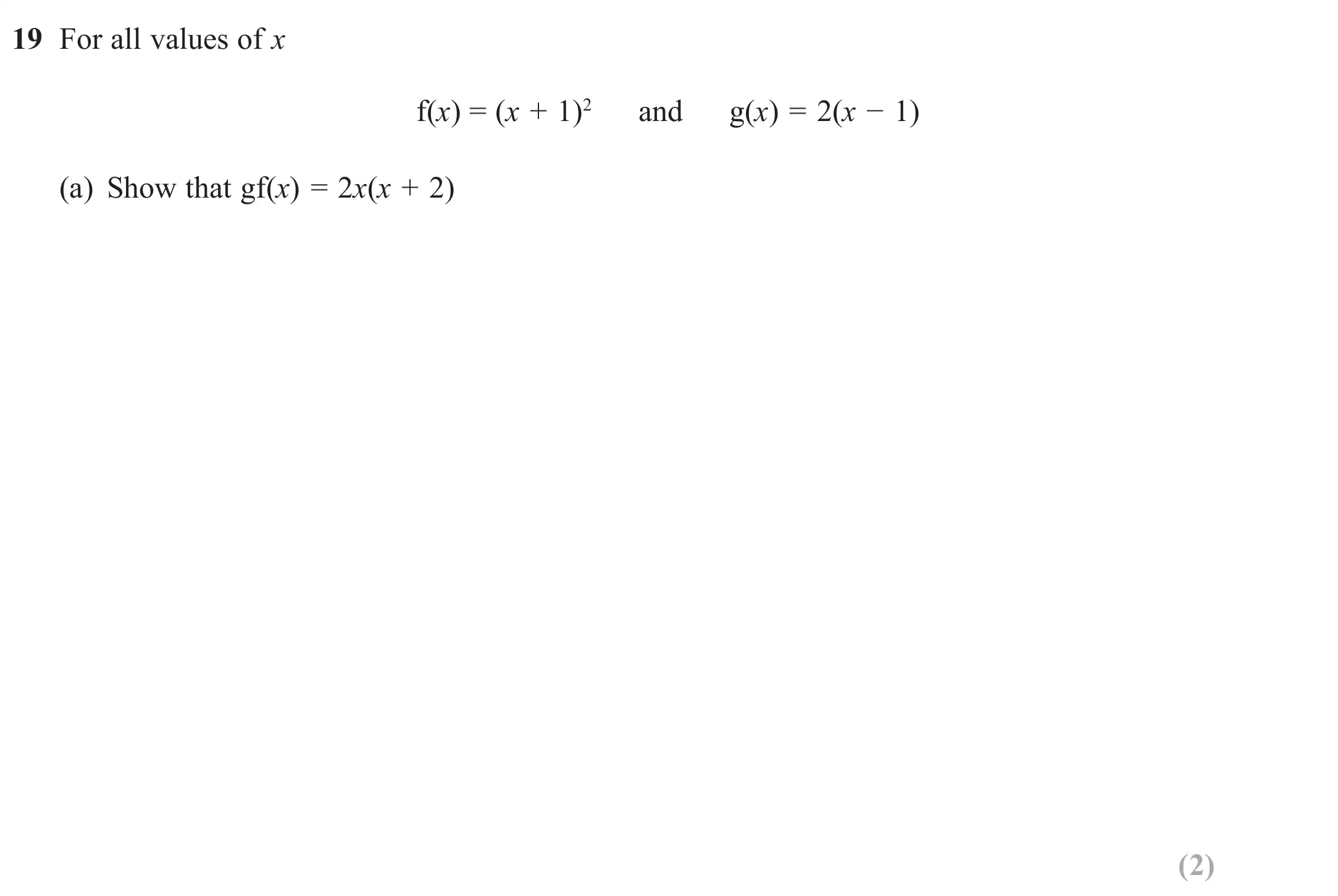 Question 19(a) - GCSE Edexcel Higher Maths Past Paper 1 (Non-Calculator) - November 2018