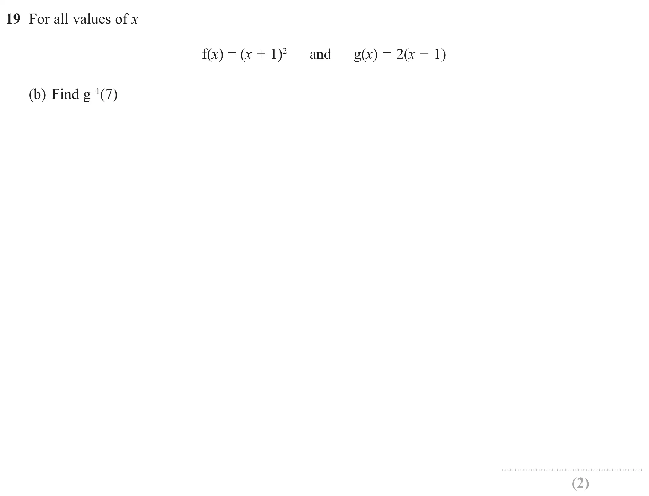 Question 19(b) - GCSE Edexcel Higher Maths Past Paper 1 (Non-Calculator) - November 2018