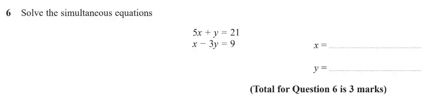 Question 6 - GCSE Edexcel Higher Maths Past Paper 1 (Non-Calculator) - November 2018