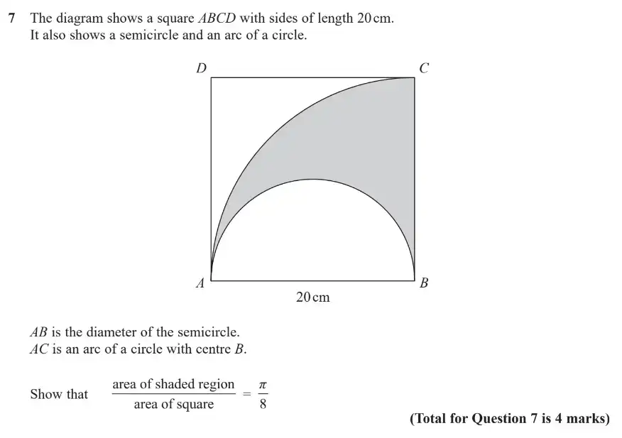 Question 7 - GCSE Edexcel Higher Maths Past Paper 1 (Non-Calculator) - November 2018