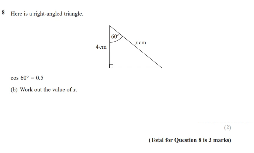 Question 8(b) - GCSE Edexcel Higher Maths Past Paper 1 (Non-Calculator) - November 2018