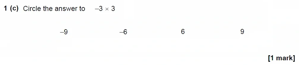 Question 01(c) - GCSE AQA Foundation Maths Past Paper 1 (Non-Calculator) - June 2022