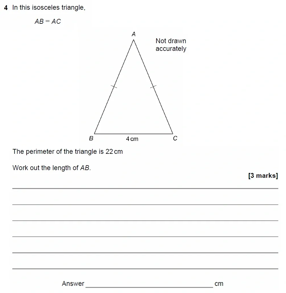 Question 04 - GCSE AQA Foundation Maths Past Paper 1 (Non-Calculator) - June 2022