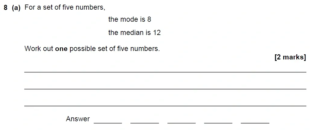 Question 08(a) - GCSE AQA Foundation Maths Past Paper 1 (Non-Calculator) - June 2022