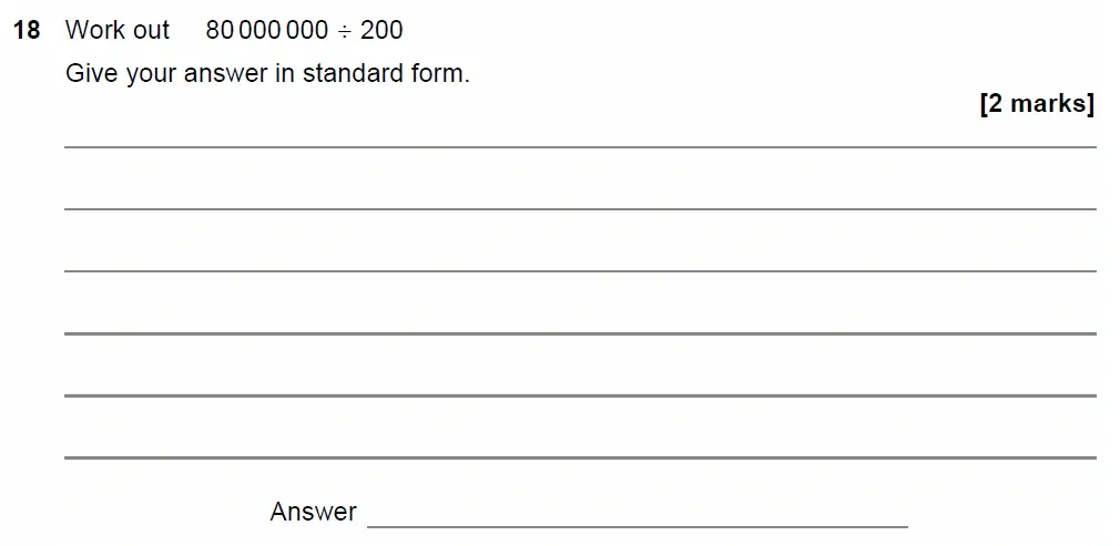 Question 18 - GCSE AQA Foundation Maths Past Paper 1 (Non-Calculator) - June 2022
