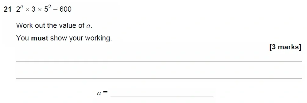 Question 21 - GCSE AQA Foundation Maths Past Paper 1 (Non-Calculator) - June 2023
