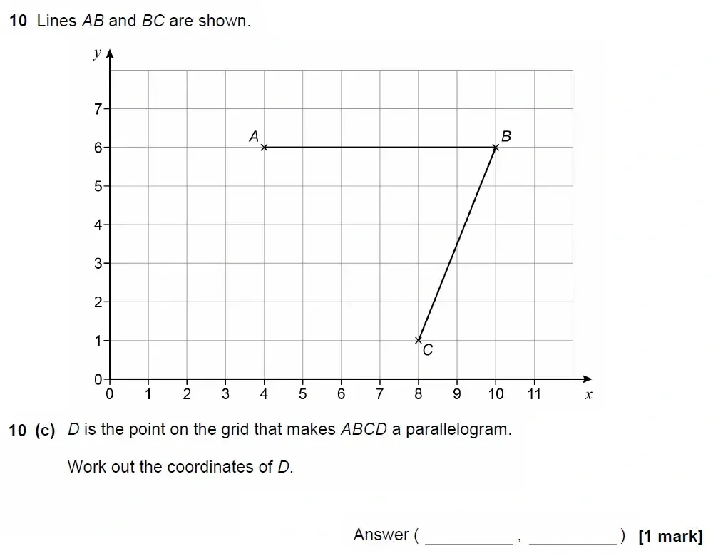 Question 10(c) - GCSE AQA Foundation Maths Past Paper 2 (Calculator) - June 2022